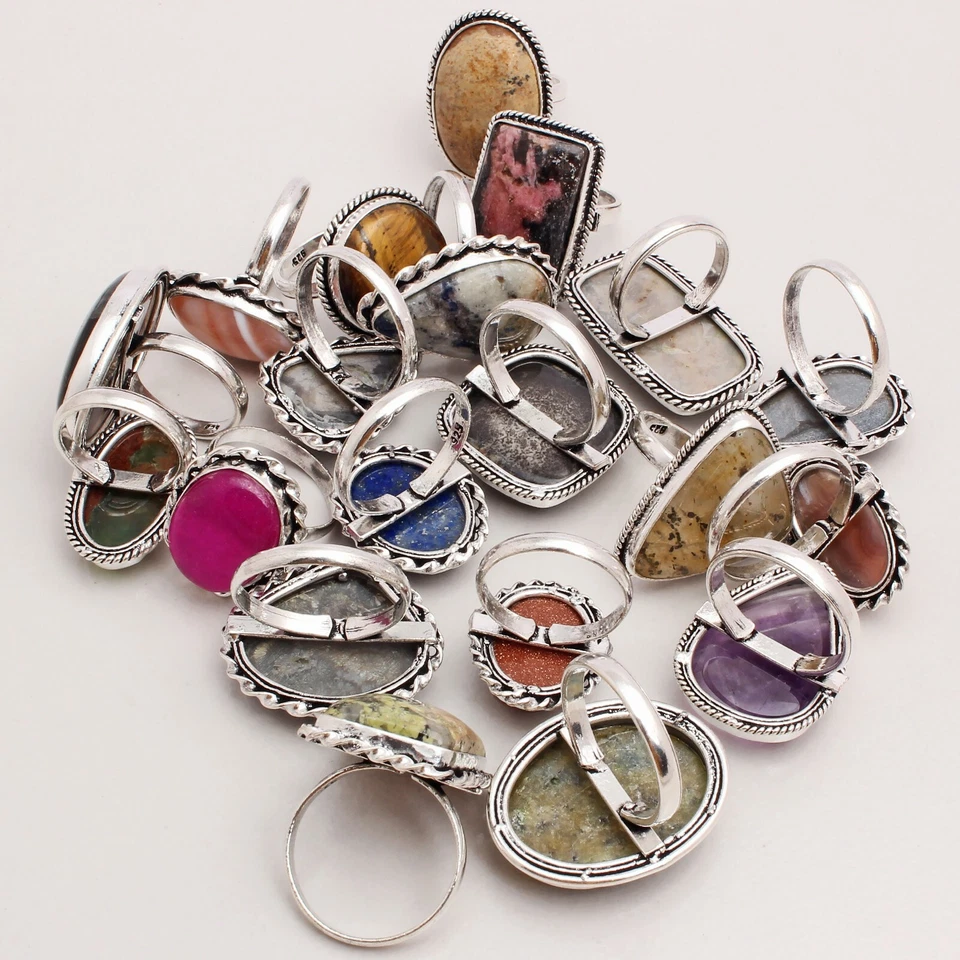 Achat, Und Mix Edelstein Schmuck Handmade 20 Stück Ring Großhandel Lot Ringgröße - Bild 4 von 4