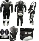 Suit Leather Cordura Black White One Piece by Motorcycle Suit in All Sizes CE
