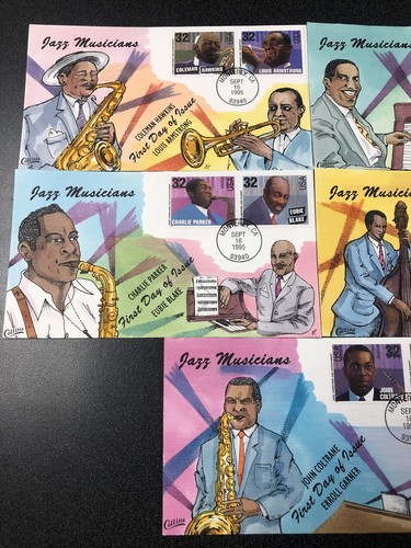 US FDC 2983-92 Jazz Musicians Set Of 10 First Day Of Issue Collins Hand Painted - Picture 2 of 3