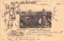 L416 Austria Wien Easter Greetings eggs flowers chicks vintage postcard