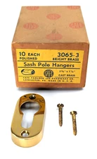 NOS! Vintage 1950’s-60’s Solid Polished Brass Window Sash Pole Hanger w/Screws