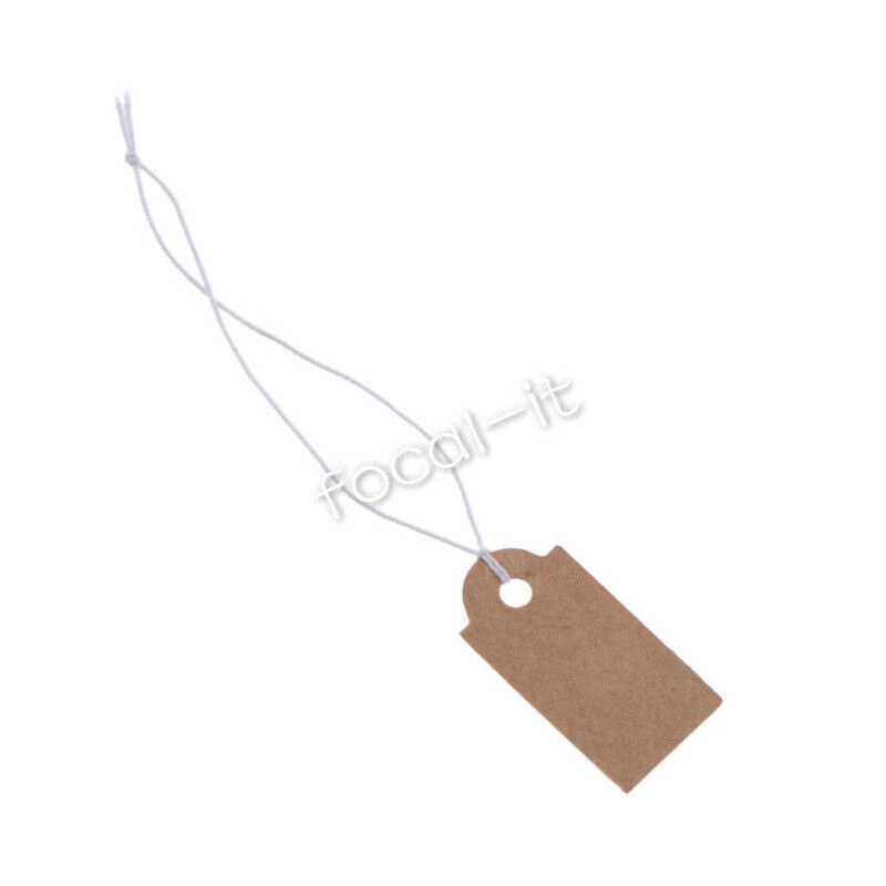 100PC Kraft Paper Blank Labels Pricing String Tags Hangtag Retail Store Supplies - Image 2 of 4