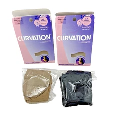 5PR CURVATION 2 ENHANCED COMFORT WIDE CALF NYLON LEG KNEE HIGHS 2 NUDE & 3 BLACK