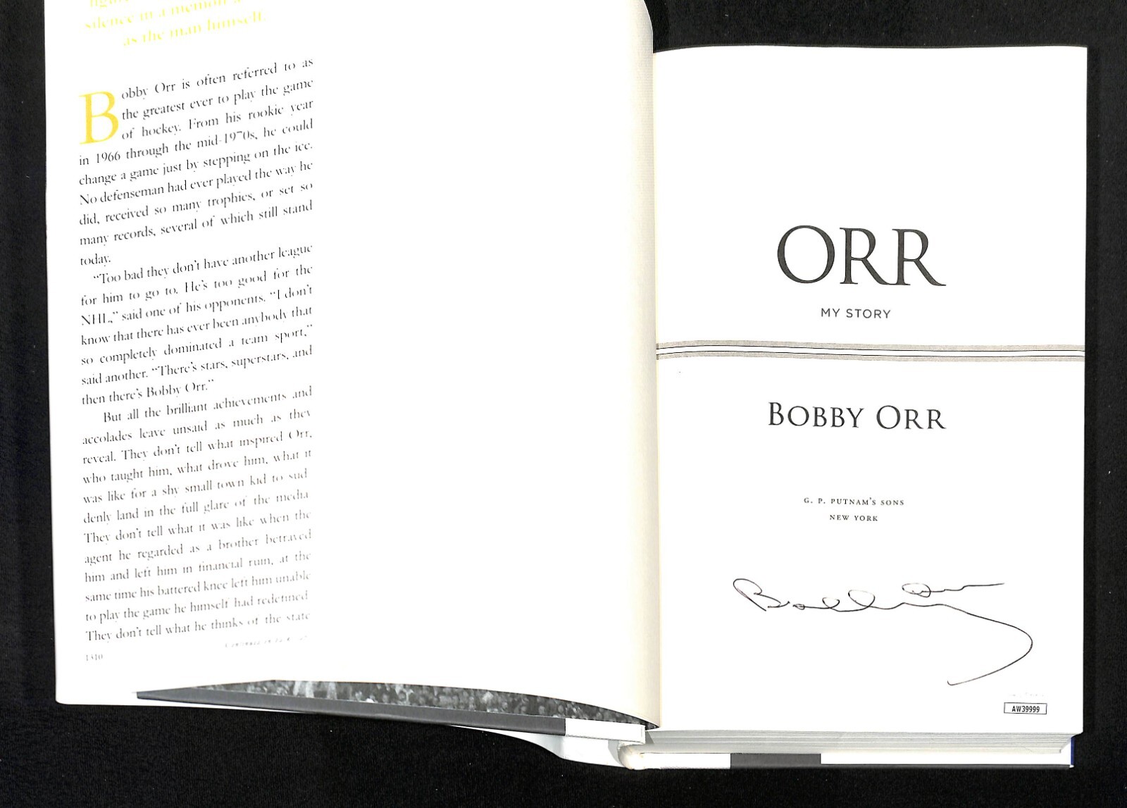Bobby Orr Autographed Signed Boston Bruins "ORR My Story" HC Book JSA Bruins 