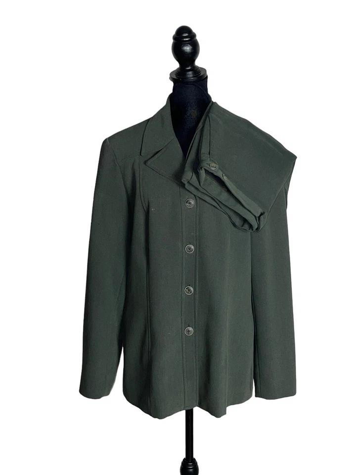 Conjunto de terno vintage Gianni Sport feminino 14 verde 2 peças calça micro poliéster/rayon - Imagem 2 de 4