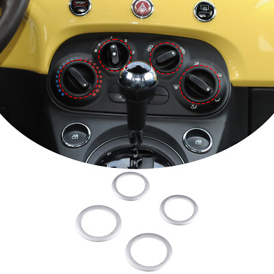 4PCS Silver Center Console AC Knob Alloy Ring Trim Cover For Fiat