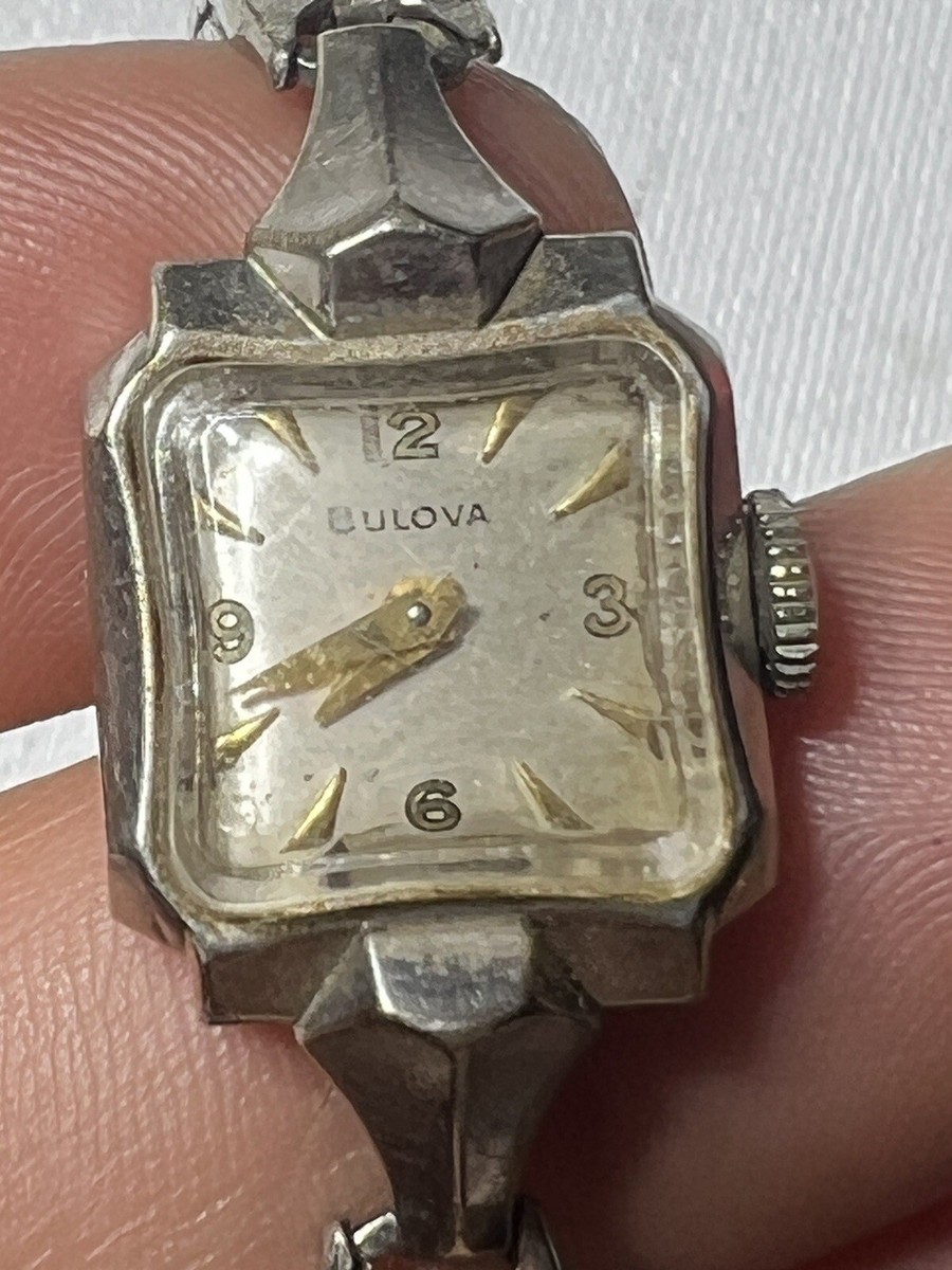 vintage Bulova 手巻き時計 角型 ゴールド アンティーク USA製1950年代ヴィンテージブローバBulova手巻き式レディース