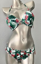 Victoria's Secret Swim Nwt Floral Bikini Set Bombshell Top Ruffled Cheeky Bottom