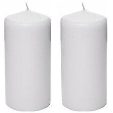 2 PACK Big Large 75 Hr Long Burn Thick Wide White Church Altar Pillar Candle