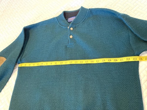 Pendleton Elbow Patch Sweater Green Size Large Wool Made in USA K1 Vintage 70s - Picture 7 of 15