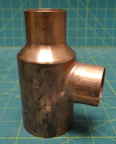 Mueller W40117 2in x 1-1/4in x 1-1/4 in Sweat Wrot Copper Reducing Tee C x C x C - Picture 2 of 6
