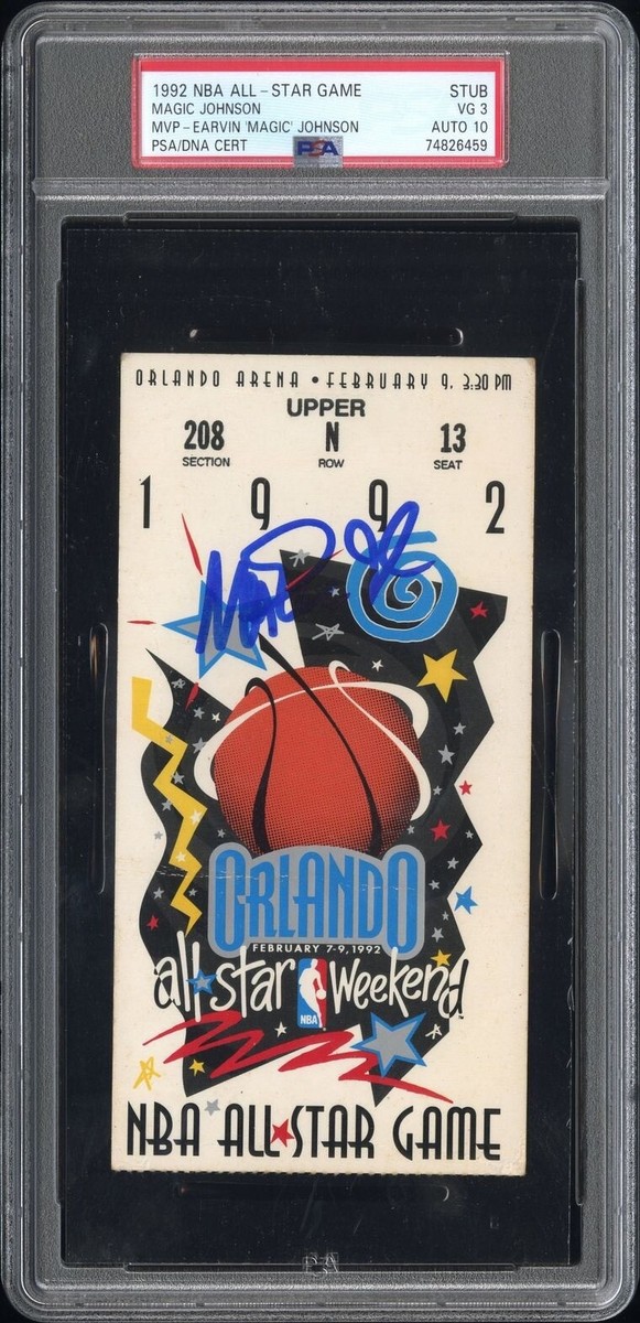1992 MAGIC JOHNSON SIGNED NBA ALL STAR GAME MVP TICKET STUB 2/9/92