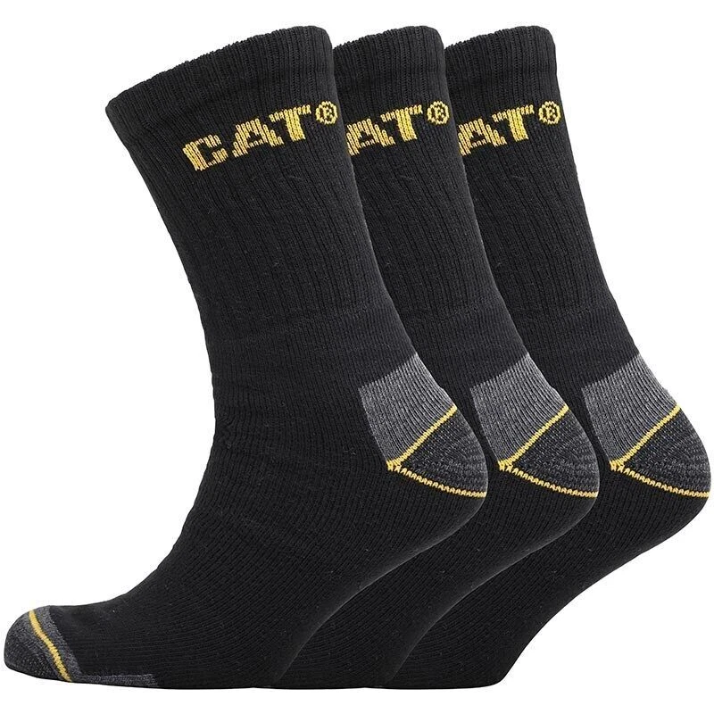 6 Pairs of Cat Caterpillar Combed Cotton Work Socks (7-13 UK)