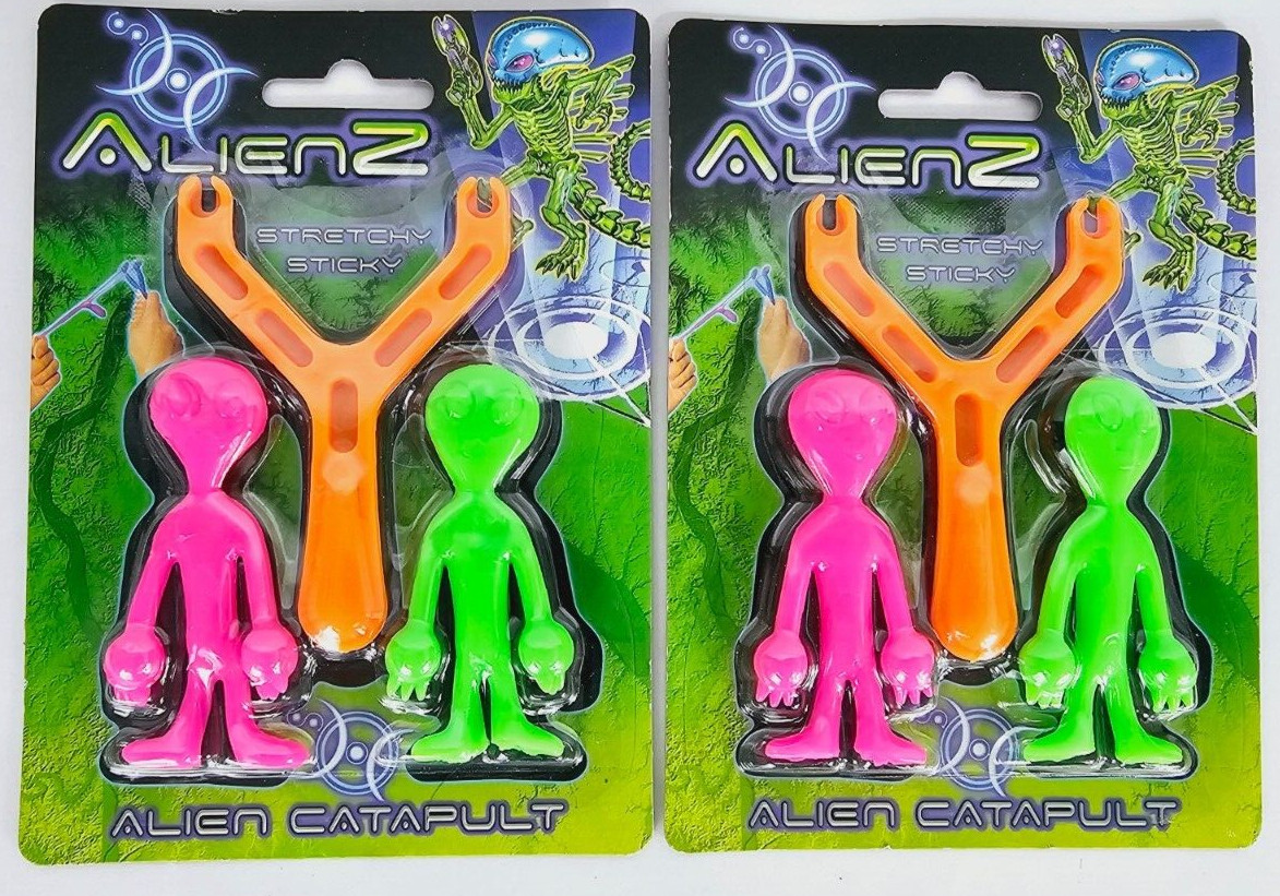 2x Stretchy Sticky Alien Catapult Kids Elastic Slingshot Toy Super Soft