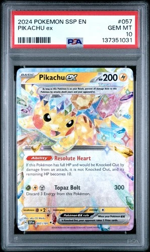 2024 POKEMON SSP EN-SURGING SPARKS #057 PIKACHU EX PSA 10
