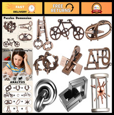 9 Pcs 3D Metal Brain Teasers Puzzle Set - Steel Mind Games, Exquisite Design