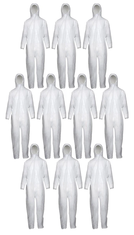 10 Stück Einweg-Overall XXL PP weiß Schutzanzug Maleranzug Lackieranzug - Bild 1 von 1