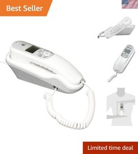 Classic White Trimline Corded Phone with 80 Caller ID Names  Volume Control