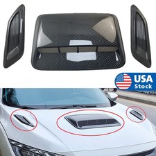 3x Glossy Carbon Fiber Style Car Hood Scoop Air Vent Bonnet Cover Trim Universal