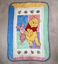 Vtg Disney Winnie The Pooh Piglet 30" x 42" Plush Baby Blanket Fleece Lovey EUC