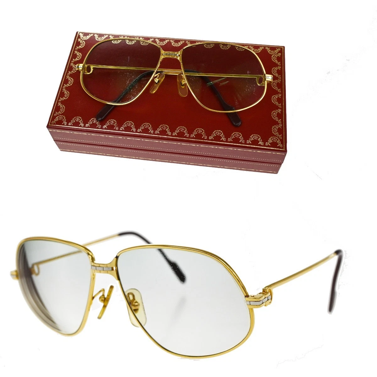 Cartier Teardrop Metal Gold Bordeaux Sunglasses Eyewear CARTIER Burgundy-Gold 52MM-135MM Unisex Eyewear CT0056O 003  main image 3