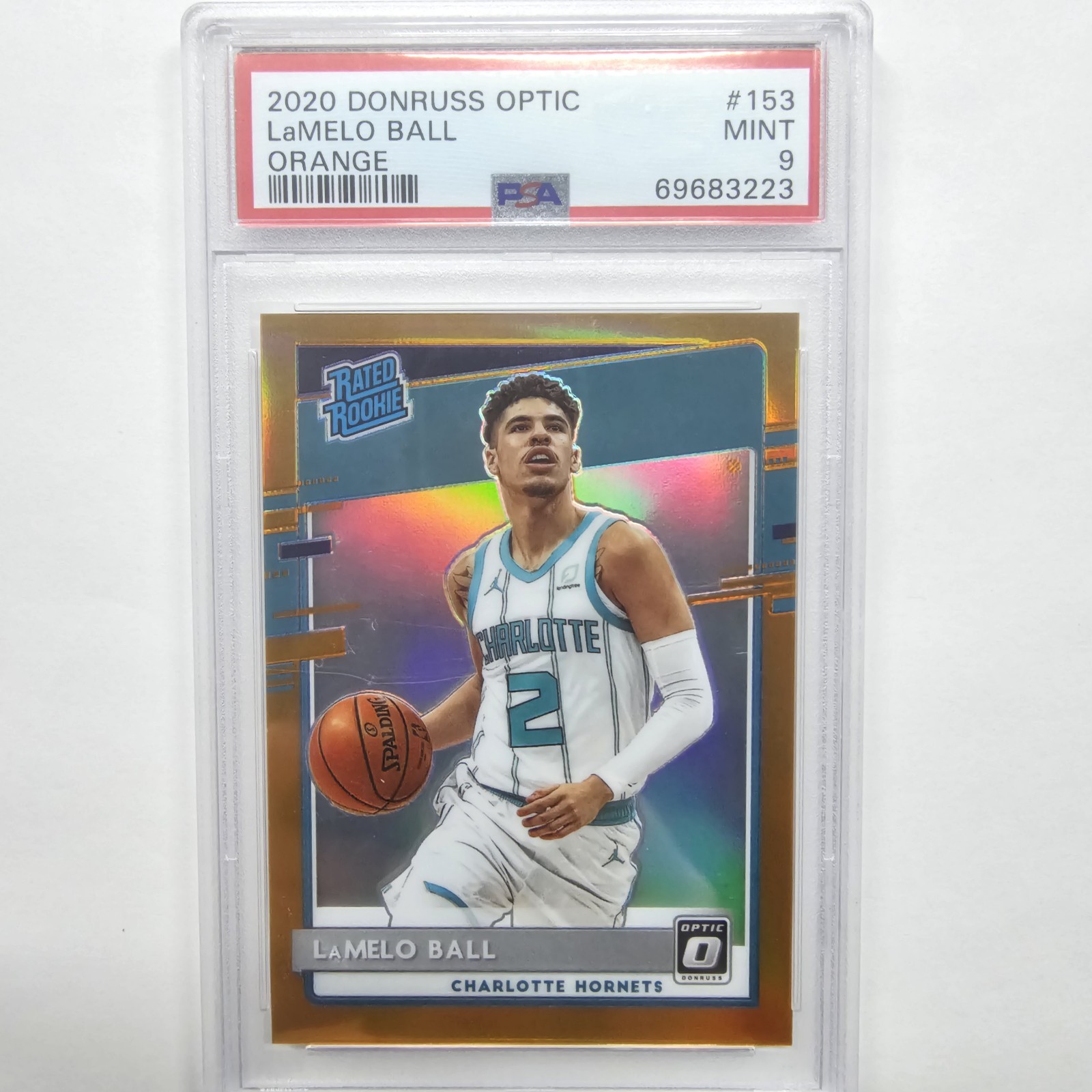 2020-21 Panini Optic #153 LaMelo Ball Rated Rookie Orange Prizm #d/199 PSA 9