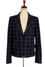 Max Mara Weekend Wool Plaid Blazer Jacket Bir...