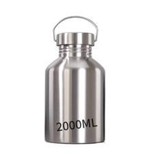 UK 2000ml/2L Stainless Steel Large Mouth Water Drink Bottle Kettle Cycling Gym