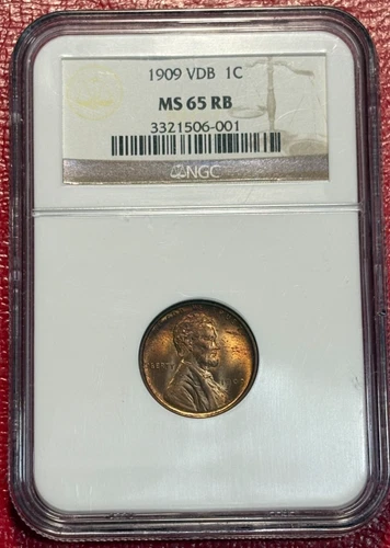 NGC MS65RB 1909 P VDB LINCOLN CENT-OLD US COIN-OCT556