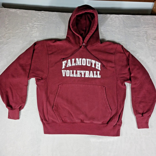 Champion Reverse Weave Hoodie Adult M Maroon Falmouth Volleyball Vintage College