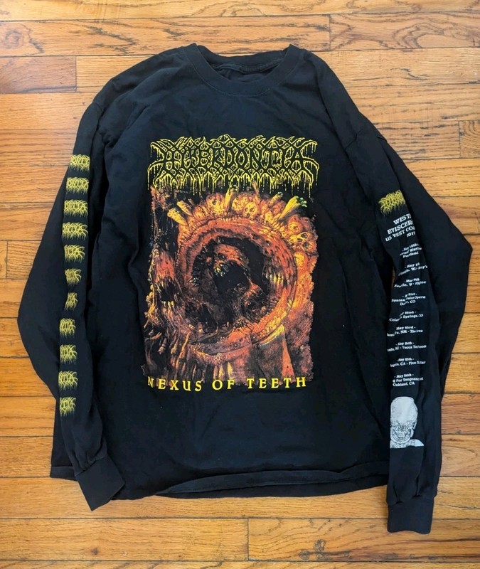 Rare Nexus Of Teeth 2019 WORLD Tour 2019 Metal Long Sleeve Shirt Black Metal 