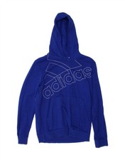 ADIDAS Boys Graphic Hoodie Jumper 13-14 Years Blue Cotton BM26