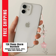 Y2K Phone Charm Keychain   Star Moon Butterfly Bow Beaded Strap Gift for Girls