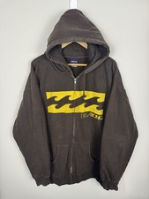 VTG Y2K Billabong Surf Full Zip Up Hoodie Sz XXL Brown Surfboarding Big Waves