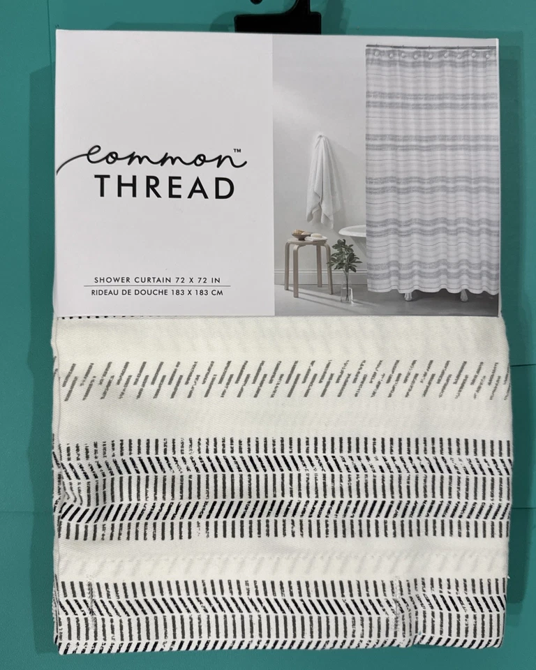 Cortina de Ducha Umbral Coral Floral Tela Algodón 72"x72" Foto 2 de 4