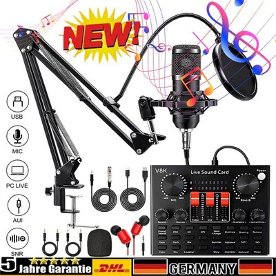 BM800 USB Mikrofon Kit 192KHz Studio Aufnahme Podcast Streaming Zubehör Set