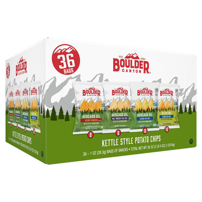 Boulder Canyon Kettle Style Potato Chips, Variety Pack, 1 oz, 36 Ct | 4 Flavors