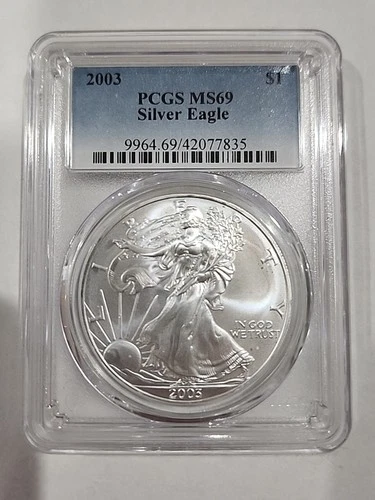 2003 1 Oz Silver American Eagle Uncirculated Ms69 Pcgs