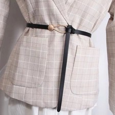 Decorative Waist Belt Faux Leather Metal Buckle Slim Dress Coat Strap Women's