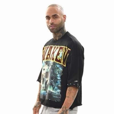 Awaken Skull T-Shirt XL Rhinestone Cropped Streetwear Godspeed