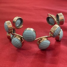 Sterling Silver 925 Round Faceted Light Blue Stone Cuff Bracelet