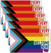 5 PCS Progress Pride Flag Sticker, Rainbow Banner Decal for Car Bumper Window La