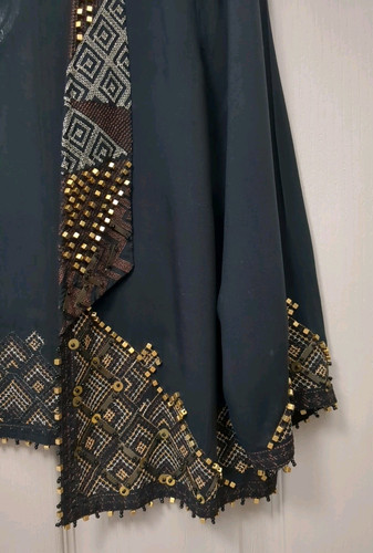 Warehouse embellished/sequinned black cropped kimono jacket Size 14 - Picture 2 of 6