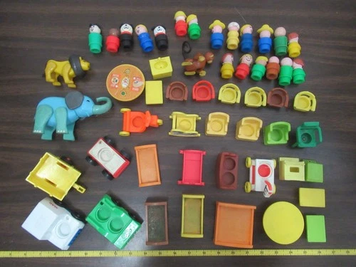Fisher Price Little People vintage lot of 50+ people vehicles elephant more