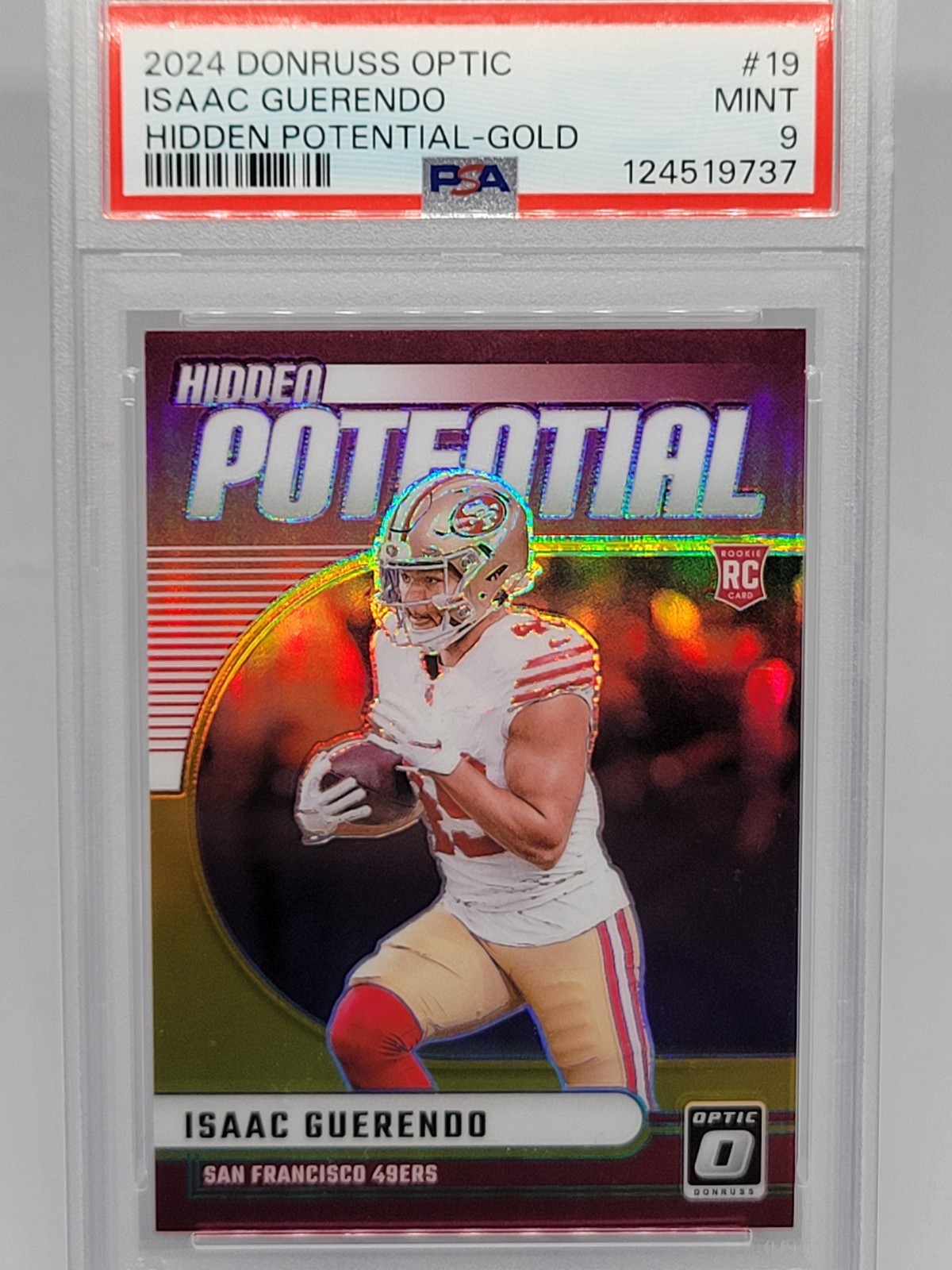 2024 Optic Isaac Guerendo Gold #/10 SSP Hidden Potential 49ers Rookie PSA Mint