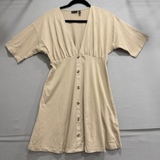 ASOS DESIGN Dress Womens Small Button Front Tea Casual V Neck Short Sleeve