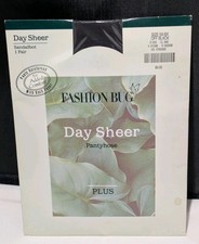 Vtg plus size Fashion Bug Day Sheer Sandalfoot Off Black Pantyhose NEW 5X-6X