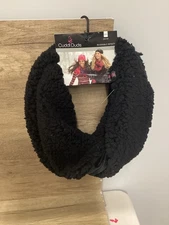 CUDDL DUDS Black Reversible Faux Sherpa + Velour Infinity Scarf Layer 4 Ways