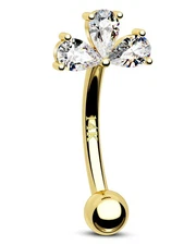 14K Solid Gold 16G Flower Rook Earring Bar 8mm, Women's Real Piercing Jewelry