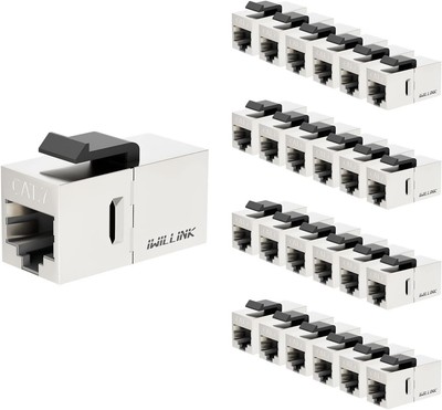 Iwillink 10Gbps CAT7 Coupler RJ45 Keystone Shielded 25-Pack, Silver 